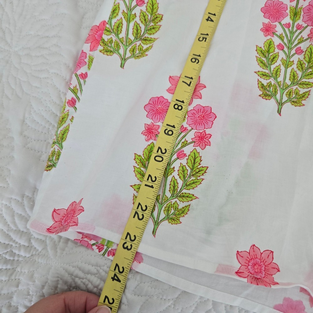 Pink City Prints Isabel White Pink Floral Peter Pan Collar Cotton Blouse Large - Picture 6 of 7